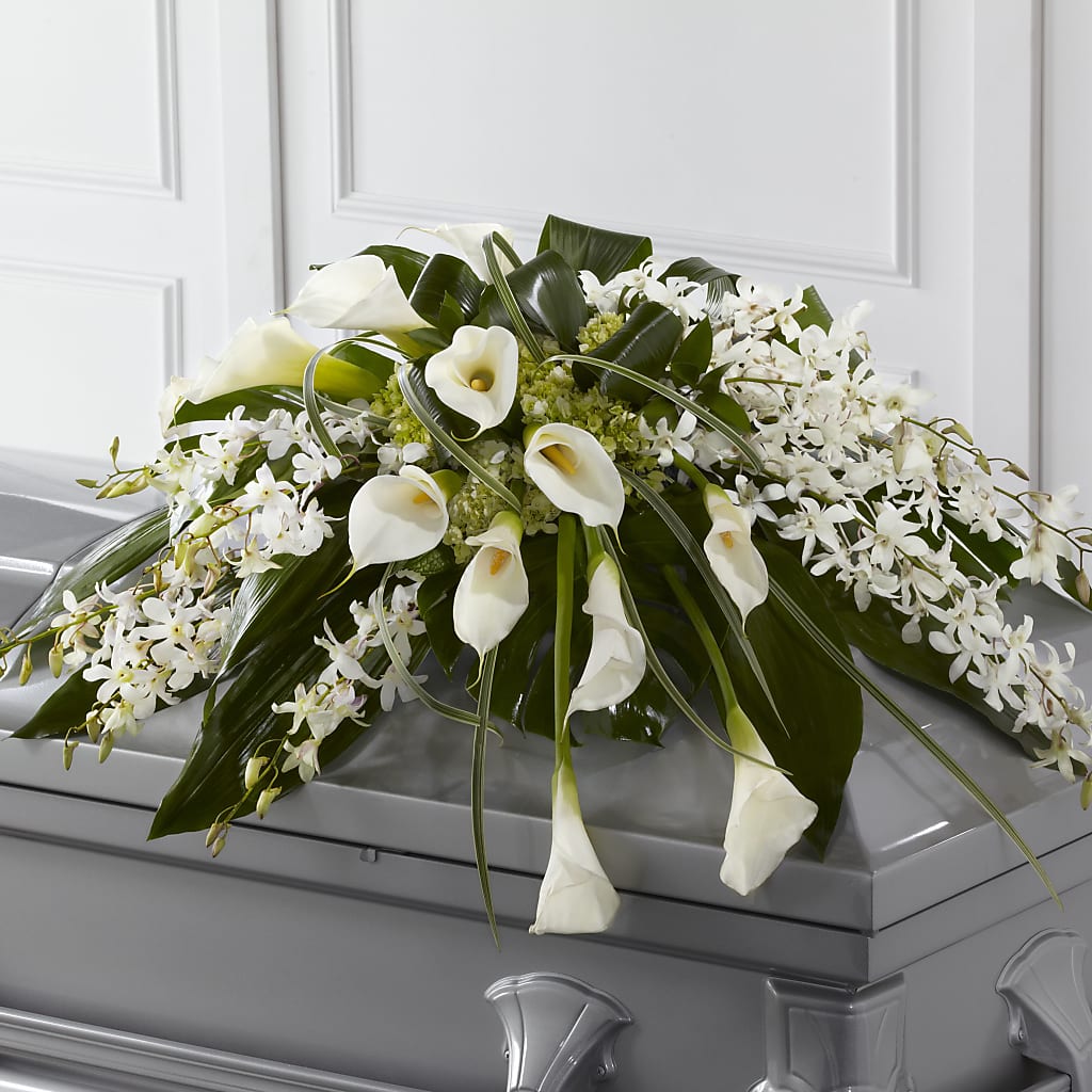 Angel Wings Casket Spray – FUZZY'S FLOWERS GIFTS AND TUXEDOS, Marion OH