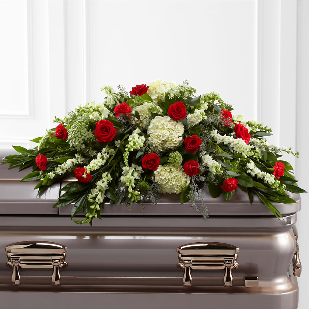 Sincerity Casket Spray – FUZZY'S FLOWERS GIFTS AND TUXEDOS, Marion OH