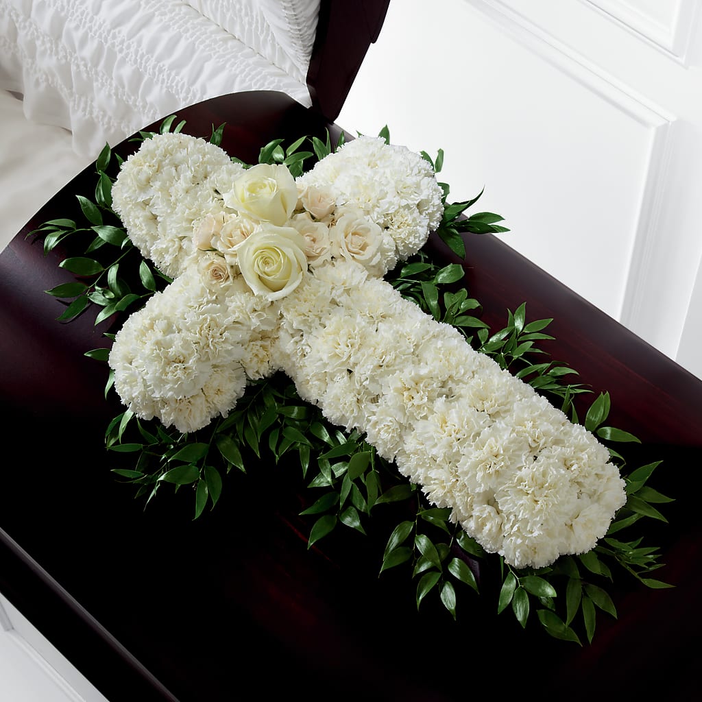 Peaceful Memories Casket Spray (Standard) – FUZZY'S FLOWERS GIFTS AND TUXEDOS, Marion OH