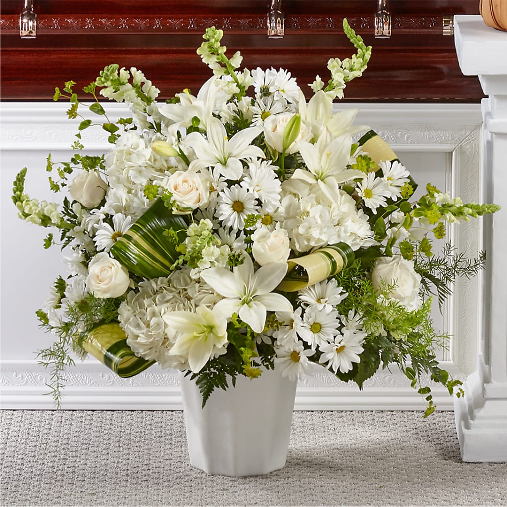 Thoughts of Tranquility Floor Basket – FUZZY'S FLOWERS GIFTS AND TUXEDOS, Marion OH