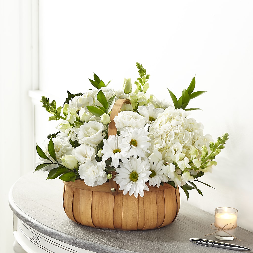 Pure Ivory Basket – FUZZY'S FLOWERS GIFTS AND TUXEDOS, Marion OH