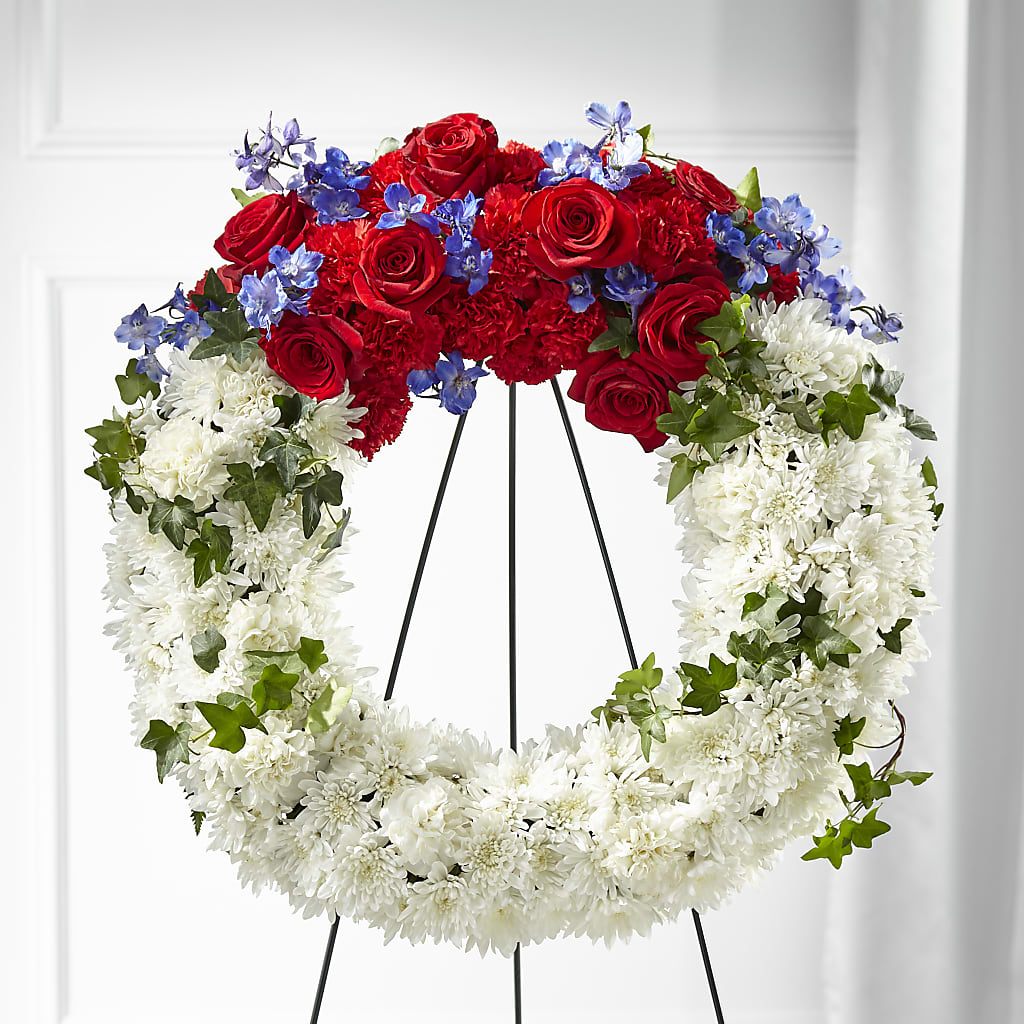 Patriotic Passion Wreath – FUZZY'S FLOWERS GIFTS AND TUXEDOS, Marion OH