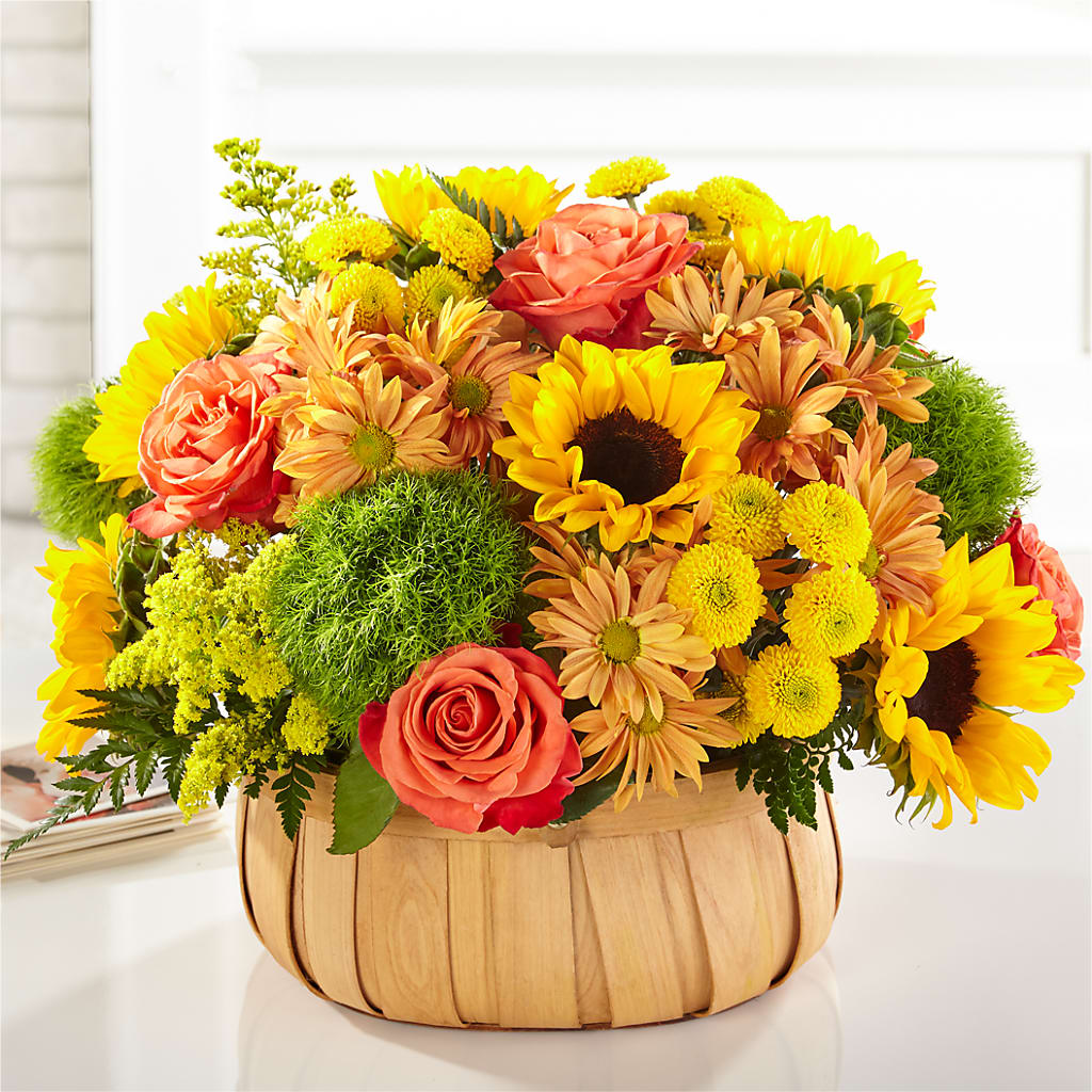 Harvest Sunflower Basket – FUZZY'S FLOWERS GIFTS AND TUXEDOS, Marion OH