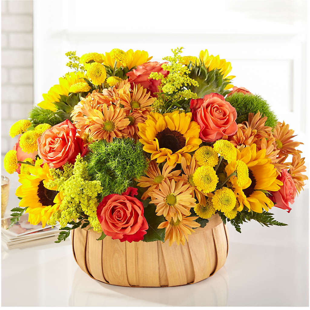 Harvest Sunflower Basket – FUZZY'S FLOWERS GIFTS AND TUXEDOS, Marion OH