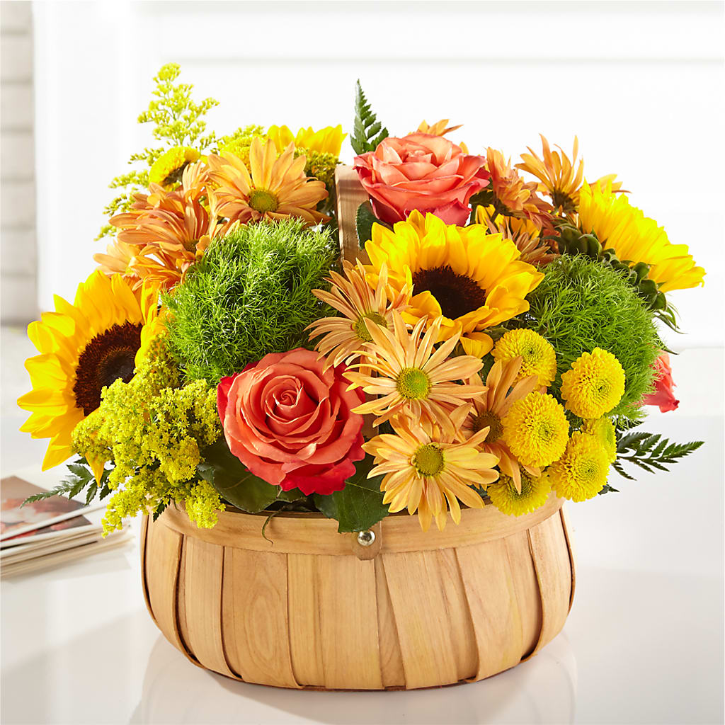 Harvest Sunflower Basket – FUZZY'S FLOWERS GIFTS AND TUXEDOS, Marion OH