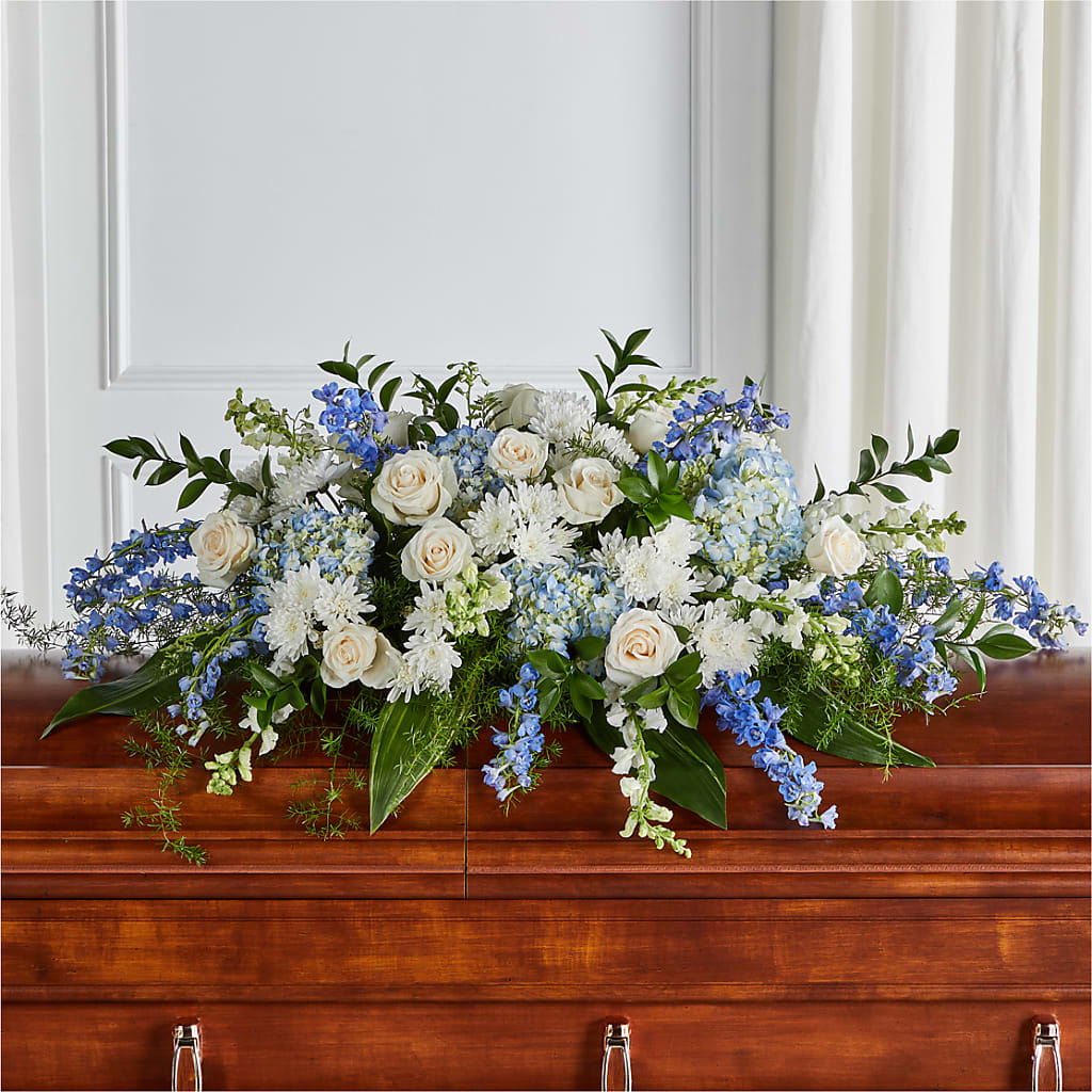 Timeless Essence Casket Spray – FUZZY'S FLOWERS GIFTS AND TUXEDOS, Marion OH