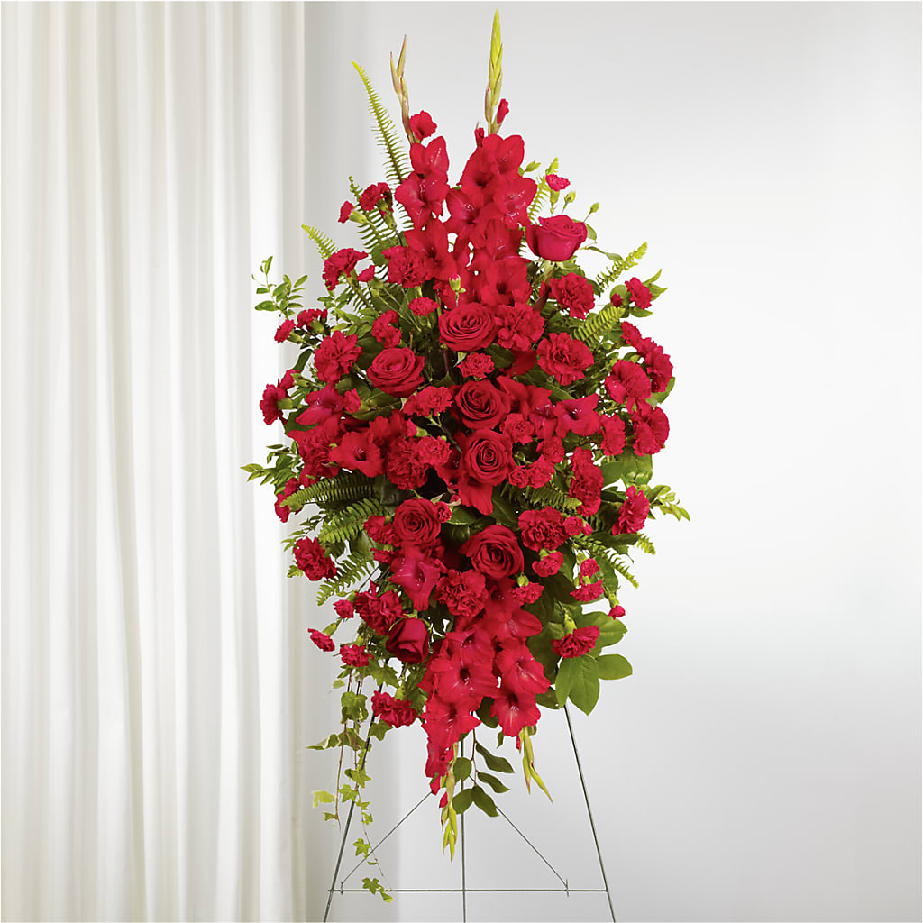 From the Heart Standing Spray – FUZZY'S FLOWERS GIFTS AND TUXEDOS, Marion OH