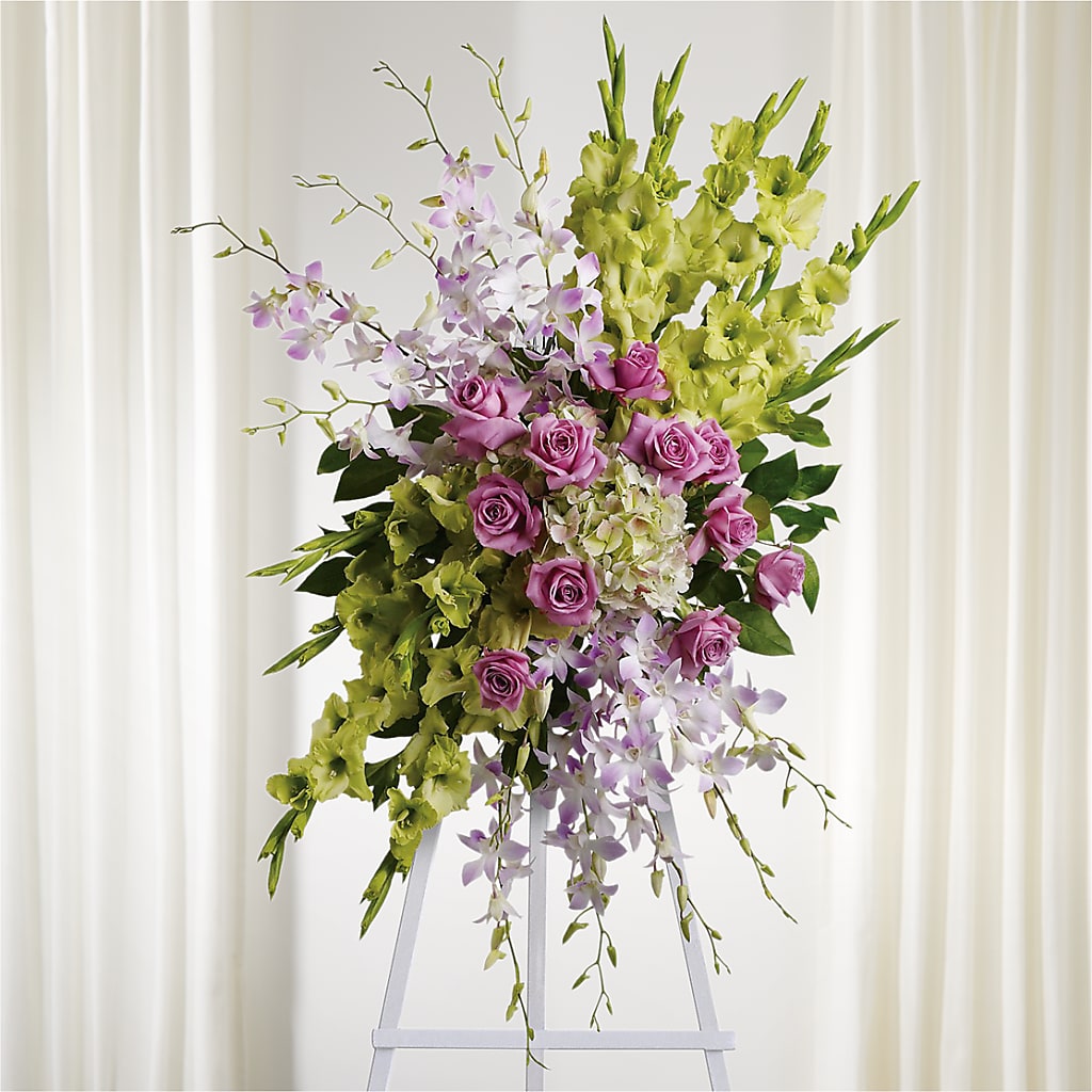 Lasting Legacy Standing Spray – FUZZY'S FLOWERS GIFTS AND TUXEDOS, Marion OH