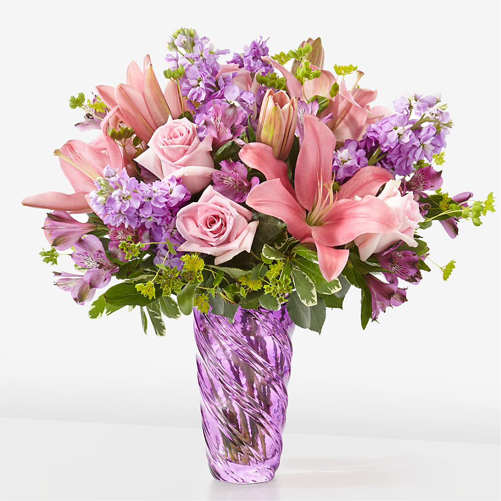Precious Petals Bouquet with Luxe Swirl Vase – FUZZY'S FLOWERS GIFTS AND TUXEDOS, Marion OH
