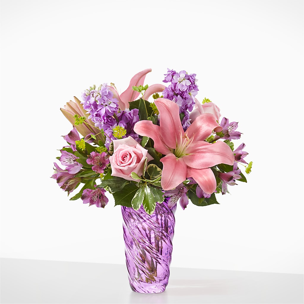 Precious Petals Bouquet with Luxe Swirl Vase – FUZZY'S FLOWERS GIFTS AND TUXEDOS, Marion OH