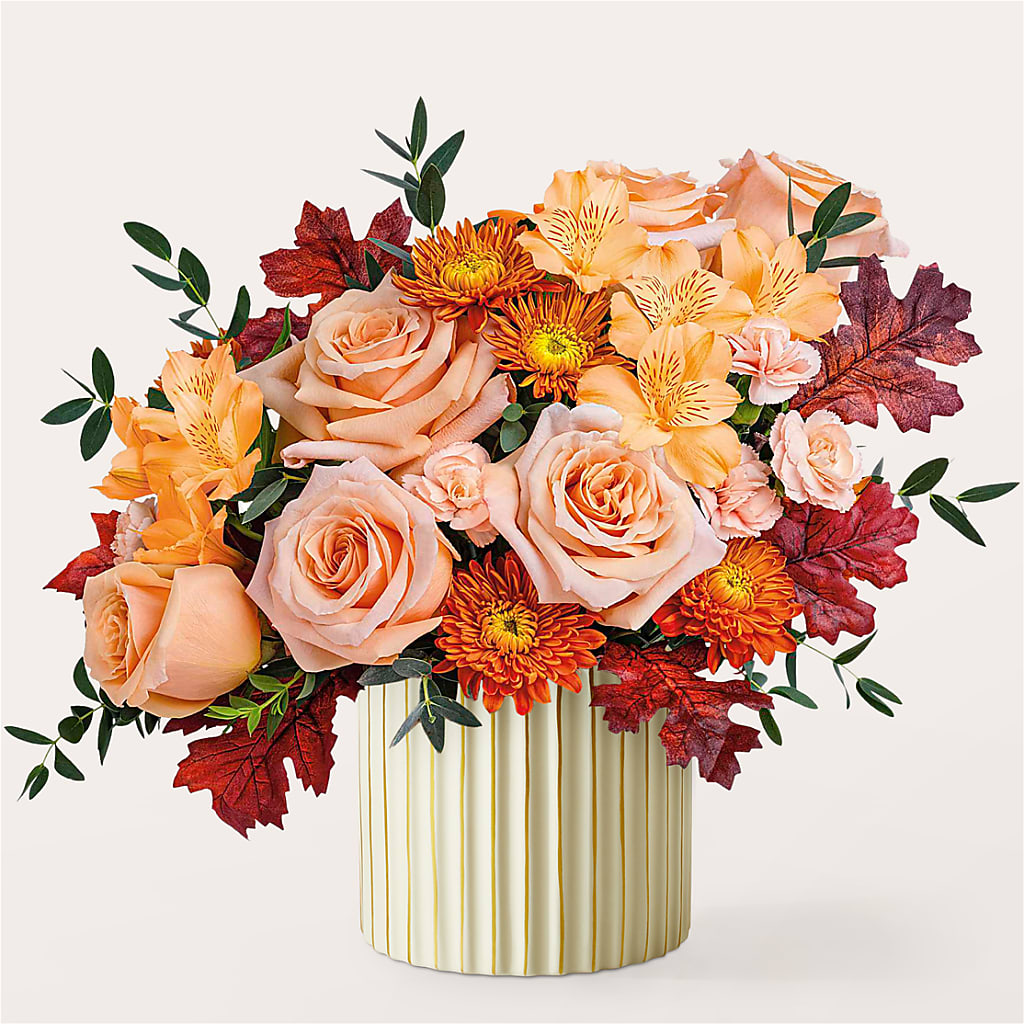 Spiced Latte Bouquet with Ivory Vase – FUZZY'S FLOWERS GIFTS AND TUXEDOS, Marion OH