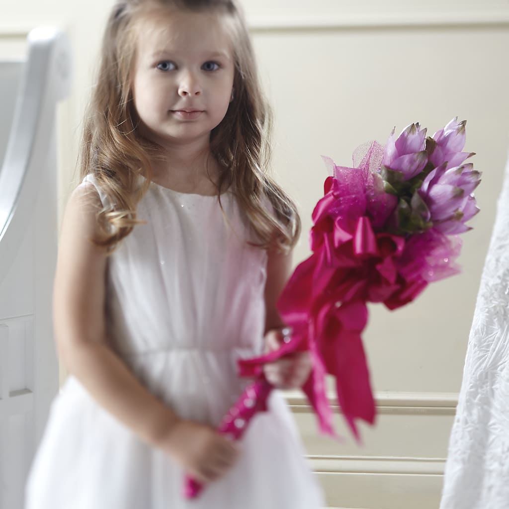Sparkle Pink Flower Girl Bouquet – FUZZY'S FLOWERS GIFTS AND TUXEDOS, Marion OH