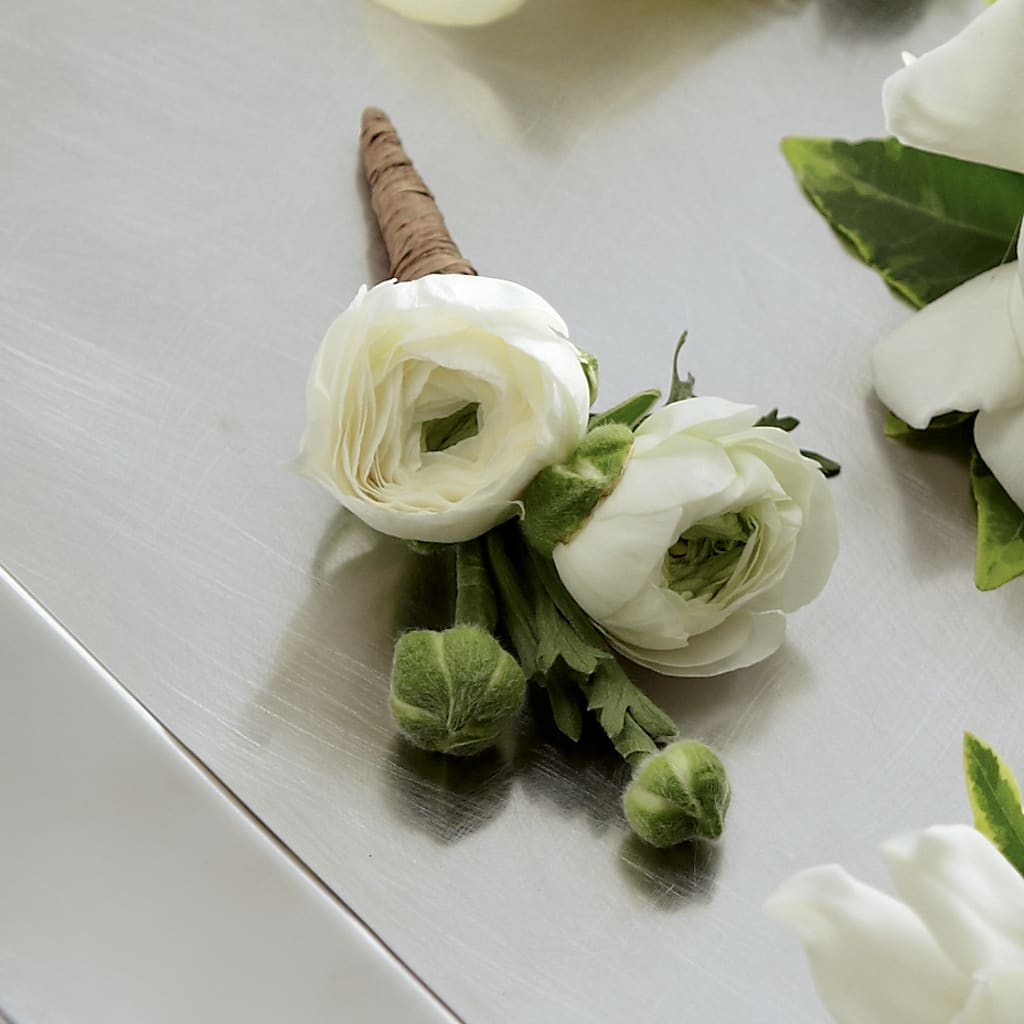 White Ranunculus Boutonniere – FUZZY'S FLOWERS GIFTS AND TUXEDOS, Marion OH