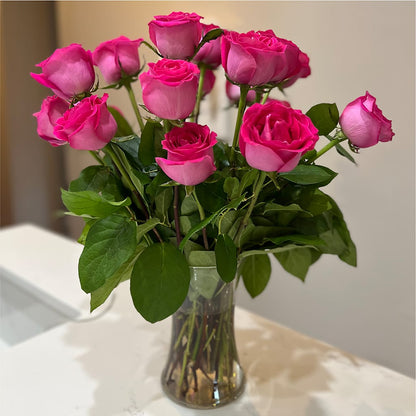 Long Stem Pink Rose Bouquet – FUZZY'S FLOWERS GIFTS AND TUXEDOS, Marion OH