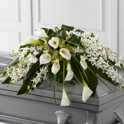 Angel Wings Casket Spray – FUZZY'S FLOWERS GIFTS AND TUXEDOS, Marion OH