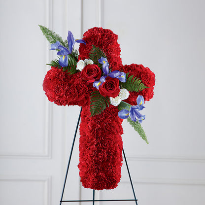 Faithful Hero Floral Cross – FUZZY'S FLOWERS GIFTS AND TUXEDOS, Marion OH