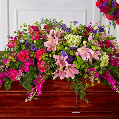 Radiant Tribute Casket Spray – FUZZY'S FLOWERS GIFTS AND TUXEDOS, Marion OH