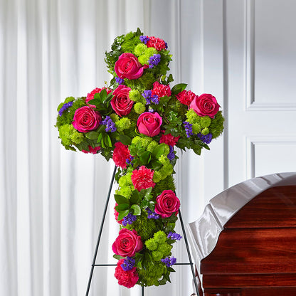 Tribute Rose Floral Cross – FUZZY'S FLOWERS GIFTS AND TUXEDOS, Marion OH