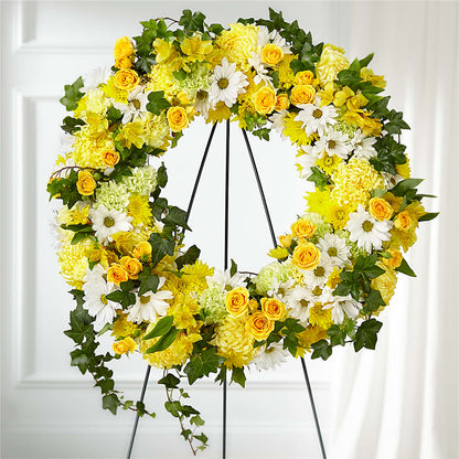 Golden Remembrance Wreath – FUZZY'S FLOWERS GIFTS AND TUXEDOS, Marion OH