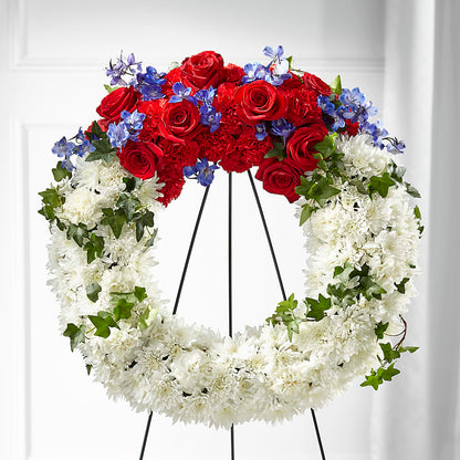 Patriotic Passion Wreath – FUZZY'S FLOWERS GIFTS AND TUXEDOS, Marion OH