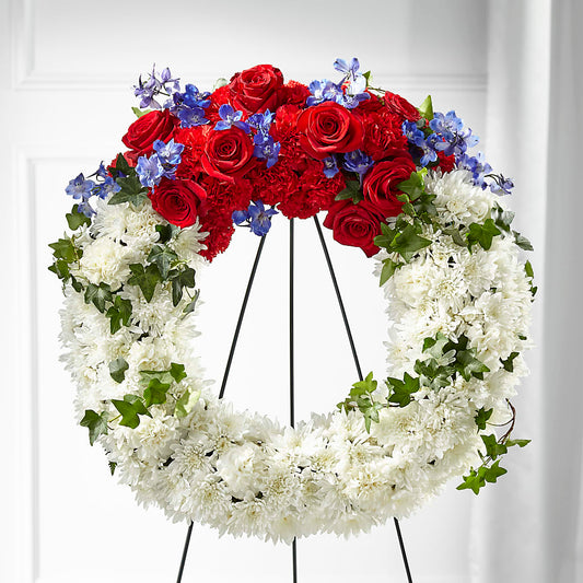 Patriotic Passion Wreath – FUZZY'S FLOWERS GIFTS AND TUXEDOS, Marion OH