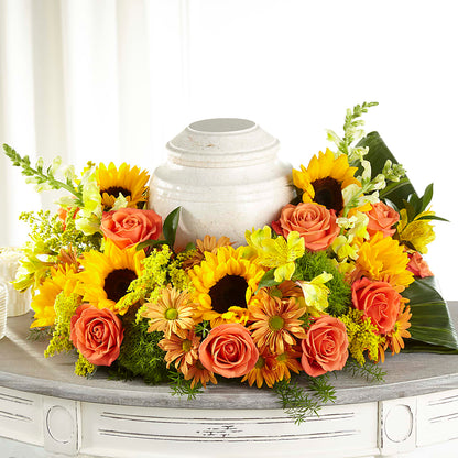 Faithful Sunflower Cremation Adornment – FUZZY'S FLOWERS GIFTS AND TUXEDOS, Marion OH