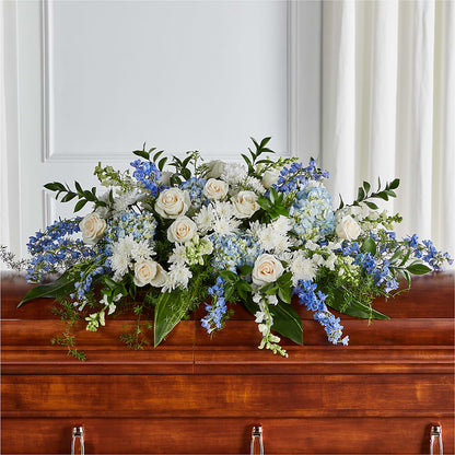 Timeless Essence Casket Spray – FUZZY'S FLOWERS GIFTS AND TUXEDOS, Marion OH