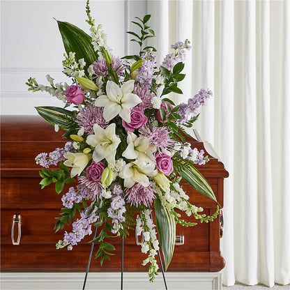 Grateful Hearts Standing Spray – FUZZY'S FLOWERS GIFTS AND TUXEDOS, Marion OH