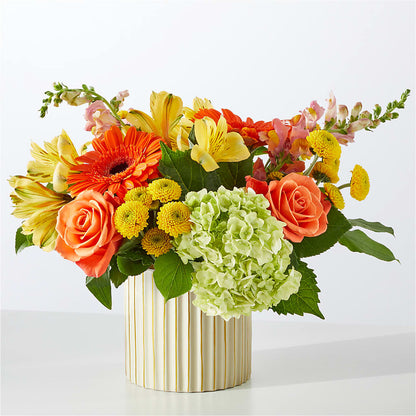 Autumn Sunshine Bouquet with Ivory Vase – FUZZY'S FLOWERS GIFTS AND TUXEDOS, Marion OH