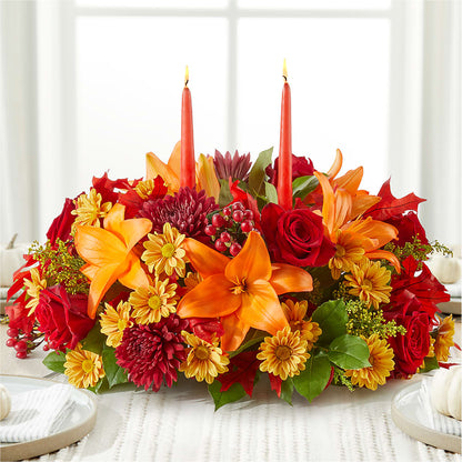 Autumn's Embrace Centerpiece – FUZZY'S FLOWERS GIFTS AND TUXEDOS, Marion OH