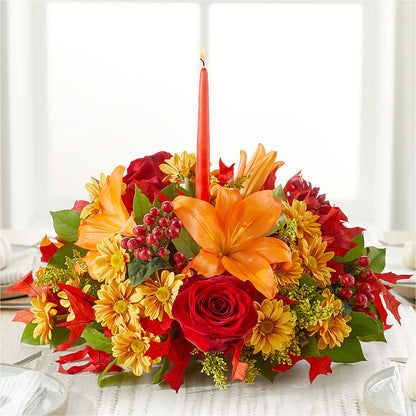 Autumn's Embrace Centerpiece – FUZZY'S FLOWERS GIFTS AND TUXEDOS, Marion OH
