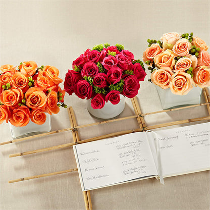 Dawn Rose Centerpiece – FUZZY'S FLOWERS GIFTS AND TUXEDOS, Marion OH